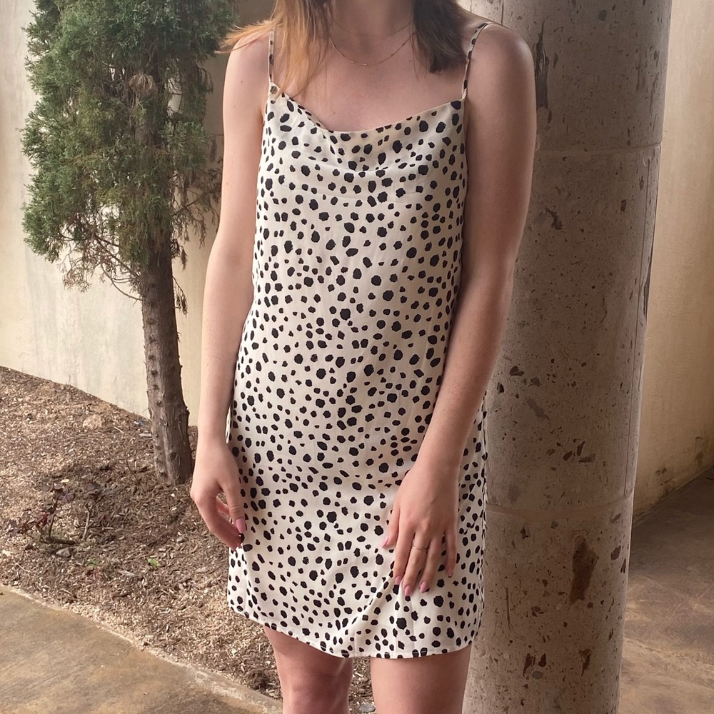 White dress with dots